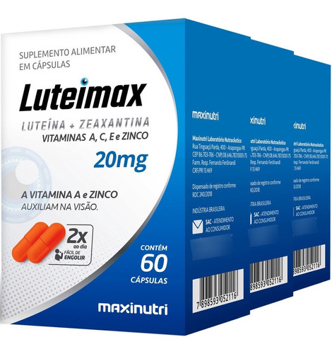 Imagem 1 de 3 de Luteína 3x60 Cápsulas Maxinutri # Para Saúde Dos Olhos