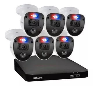 Swann Sistem Seguridad De 6 Cam Con Luz, Hd, Alexa Vn Color