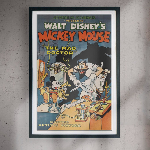 Cuadro 60x40 Cartoons - Mickey Mad - Poster Vintage Disney