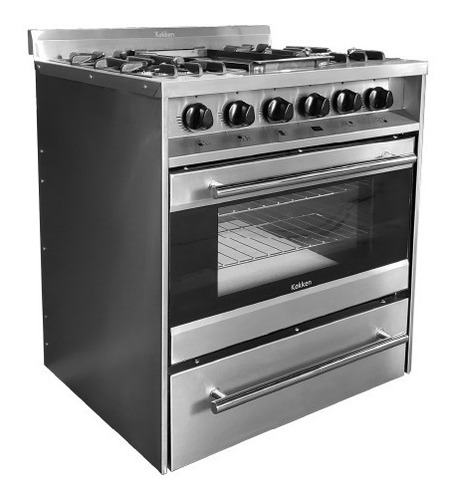 Cocina Kokken 76 Cm 4 Hornallas + Plancha + Grill  Visor