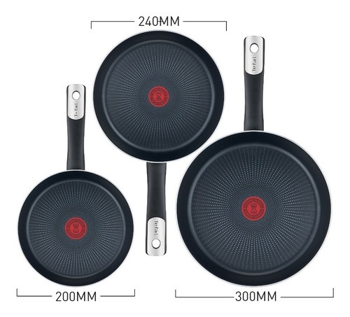 Imagen 3 de 6 de Juego 3 Sartenes T-fal 20 24 Y 30cm Combo Sartén Oferta