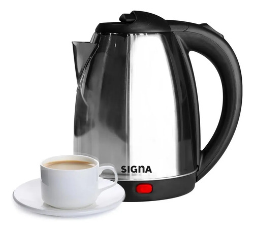 Hervidor Eléctrico Tetera Para Calentar Agua Jarra Cafetera Eléctrica Acero Inox 1.8 Litros Plateado SIGNA
