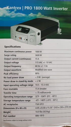 Inversor Xm1800w 12v-110v - 2544 Xantrex
