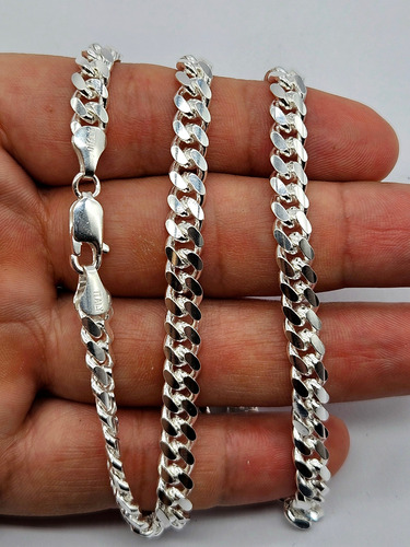 Cadena Plata Italiana 925 Modelo Cubana 6 Mm - Collar Hombre