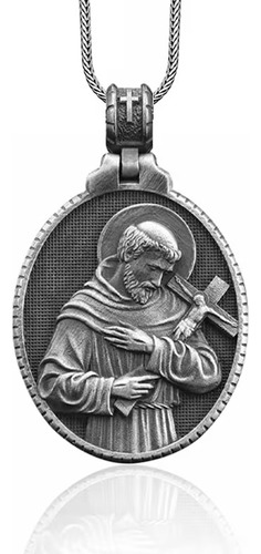 Medalla Collar San Francisco De Asis Plata 925: Regalo