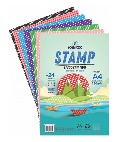 Livro Criativo Stamp A4 120g Romitec Com 24 Fls Estampadas