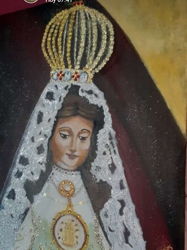 Imagen 1 de 1 de Óleo Sobre Tela. 70x55 Cm. La Virgen Del Valle