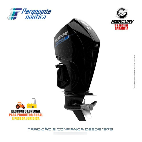 Imagem 2 de 3 de Motor De Popa Mercury 4 Tempos 250hp Cxl V8 Seapro Mec Preto