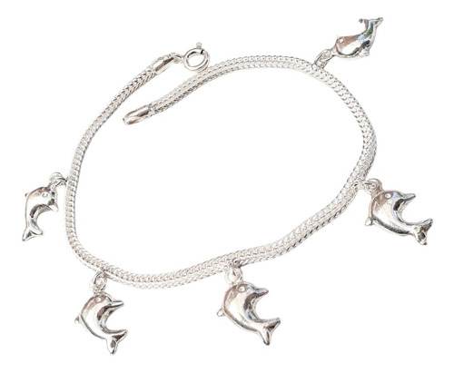 Pulsera Plata 925 Cordon Con Delfines Ppl152 Italy Lucio