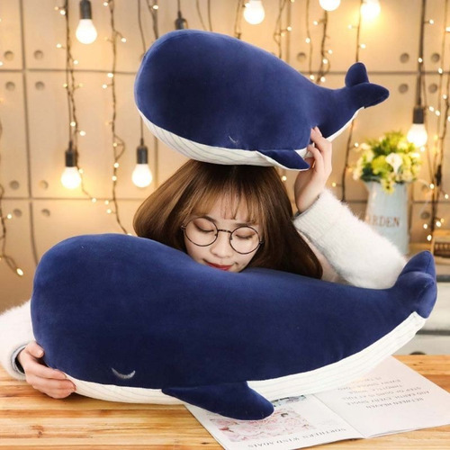 Imagen 5 de 6 de Peluche Almohada De Ballena Azul 45cm