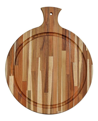 Tabua De Servir Pizza E Frios 34cm Madeira Teca Oeste Wood