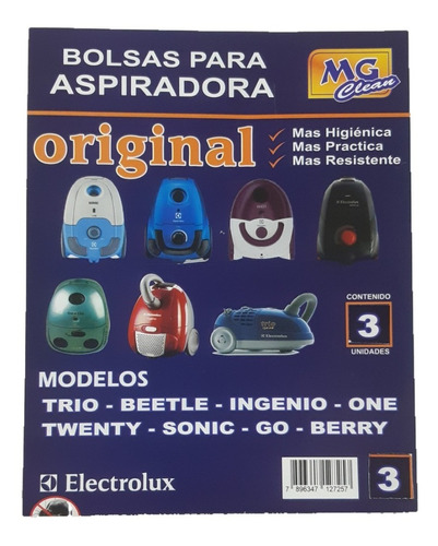 Bolsas Go Aspiradora Electrolux X 3 Und Modelo Go, Sonic.