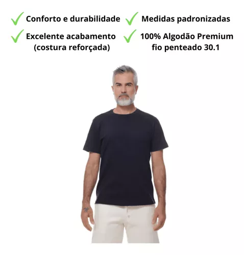 Camiseta Masculina Fio 30.1 Lisa De Algodão Premium Atacado
