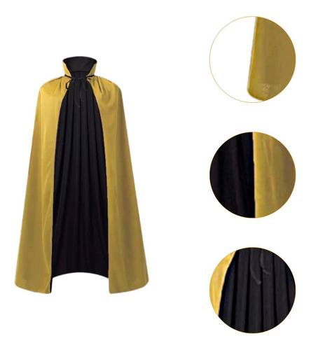 Capa De Halloween Soft Cosplay Vampire Preto Amarelo 75cm
