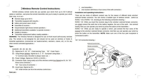 Zp Juego De Control Remoto De Cabrestante De 12v Para