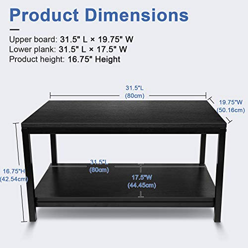Yssoa Mesa De Centro Negra De 2 Niveles Con Estante Para Sal