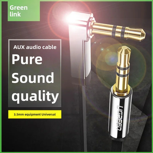 Codo De Alambre Plano Negro, Cable De Audio Auxiliar De 1 M