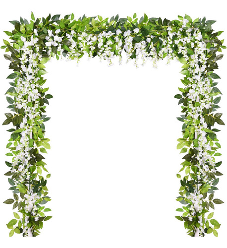 4 Piezas De Flores Artificiales Wisteria Garland Silk W...