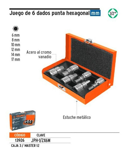 Imagen 4 de 8 de Juego Herramientas Tubos Hexagonal 6 Piezas Truper Cuotas