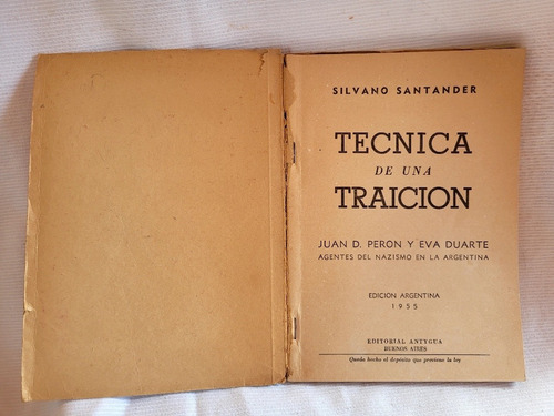 Imagen 3 de 10 de Tecnicas De Una Traicion Silvano Santander Nazismo En Argent