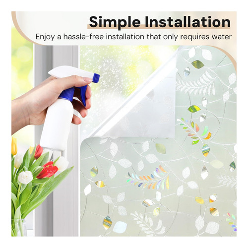 Rabbitgoo Película Para Ventanas De Vidrio Esmerilado, Para