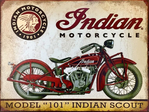 Cuadro Decorativo  Vintage Old Indian Motorcycle  / Tela