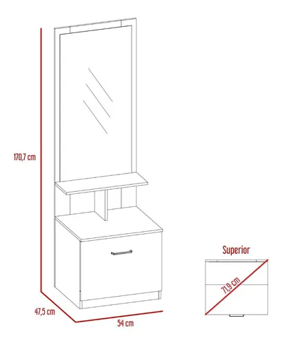 Mueble De Tocador + Velador Espejo - Rovere / Blanco
