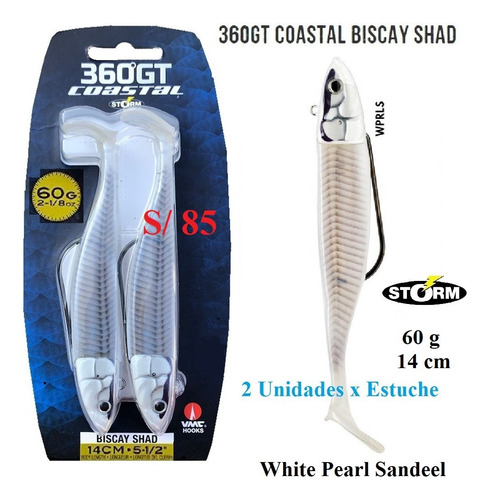 Señuelo De Silicona Pesca Storm Biscay Shad 2 Unidades 60 G.