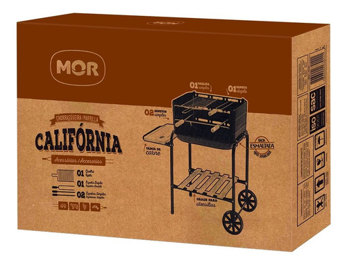 Churrasqueira Esmaltada Com Rodas E Acessórios Califórnia
