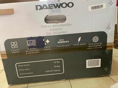 Horno Microondas Digital Daewo Modelo Da-34smw1