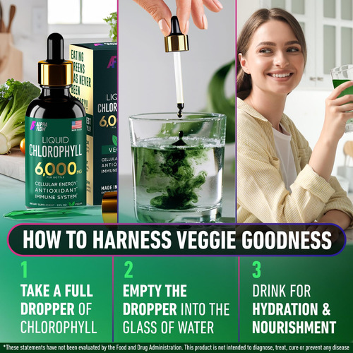 Suplemento Antioxidante Líquido De Clorofila Alpha Flow De 6