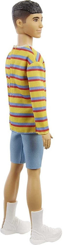Imagen 3 de 5 de Ken Fashionista 175 Cabello Moreno Esculpido Camisa Rayas