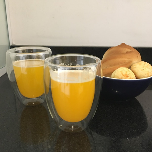 Imagem 5 de 10 de Jogo 2 Copos Vidro Parede Dupla 260ml