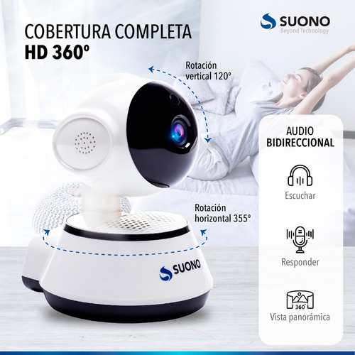 Camara Seguridad Ip Suono Ojo de Pez Wifi Inalambrica Motorizad P2p Hd 360° Panoramica Movimiento Desde El Celular Color Blanco
