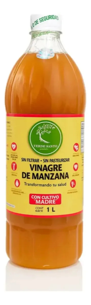 Vinagre De Manzana Organico Con Madre 1 L Sin Filtrar Puro
