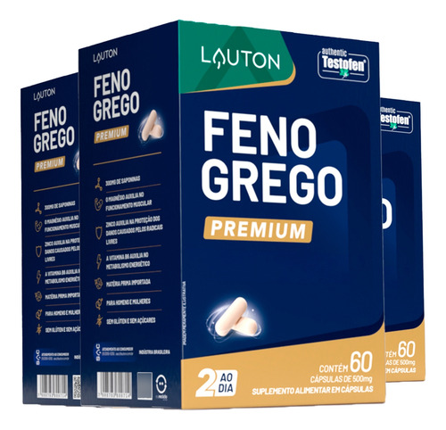 Feno Grego Lauton Com Saponinas Zma + Boro 60comp. 3un