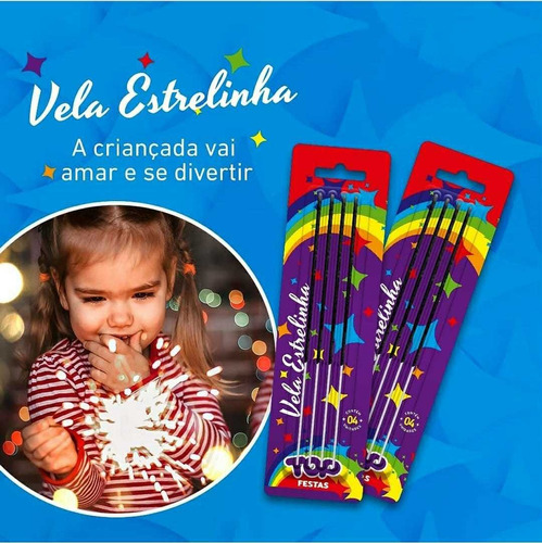 Imagem 2 de 5 de Vela Estrelinha Faíscas Prateadas Cartela Com 4 Unidades