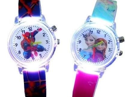 Reloj Luminoso Niño/niña Spiderman Y Frozen 
