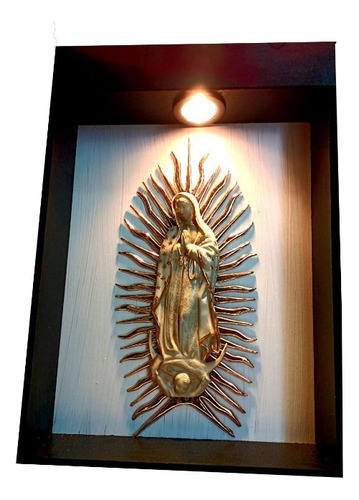 Cuadro Virgen Maria Con Luz Led, 100% Artesanal