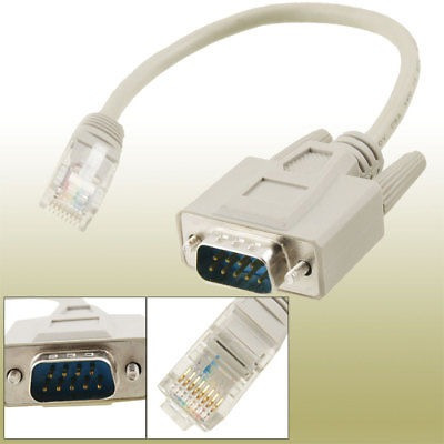 Rs232 Db9 Conector Macho Rj45 Ethernet Adaptador Cable Gris