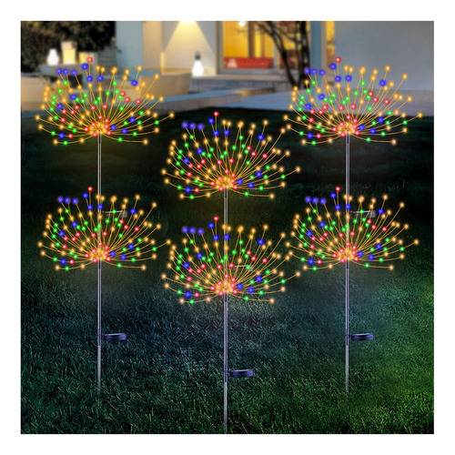 6 Luces Solares De Fuegos Artificiales, Luces Decorativas So