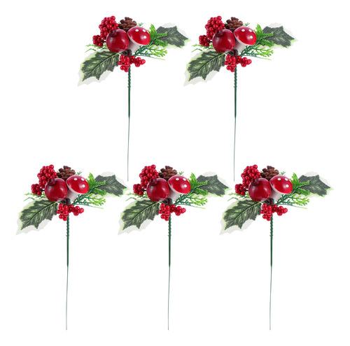 Flores Falsas Navideñas Con Forma De Bayas Para Decorar, 5 U