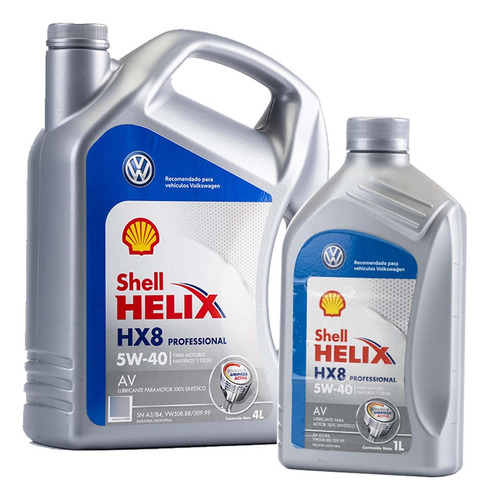 Imagen 1 de 8 de Aceite Shell Helix Hx8 Pro Av 5w40 Vw Tiguan 4motion X 5lts