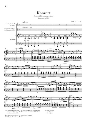C.m.v. Weber: Clarinet Concerto No.2 In Eb Major Op.74, Pian