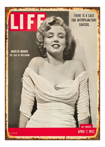1 Cartel Metalico Marilyn Monroe Revista Life Portada40x28  
