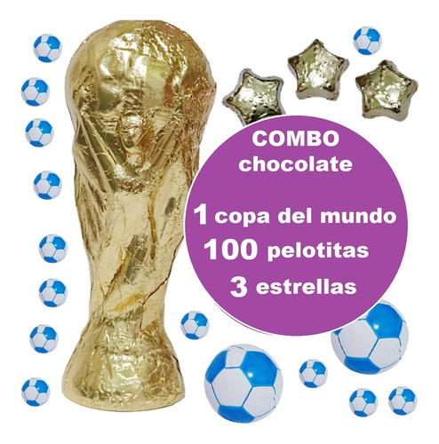 Combo Copa D Mundo 100 Pelotitas Futbol 3 Estellas Chocolate