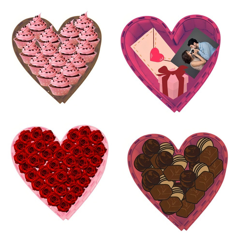 Caja Corazon Divina Creacion 14 Febrero San Valentin Personalizada color rosa frase personalizado