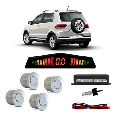 Sensor De Estacionamento Vw Crossfox Prata 4 Pontos 22mm