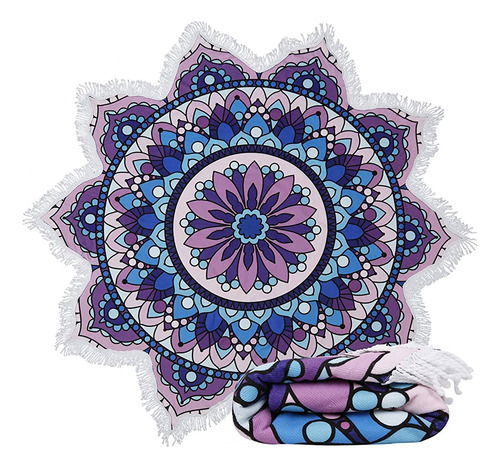 ~? Violet Mist Boho Mandala Omber Toallas De Playa Redondas 