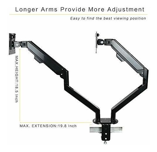 Imagen 4 de 7 de Soporte Para Monitor Dual: Brazo Articulado Con Resorte De
